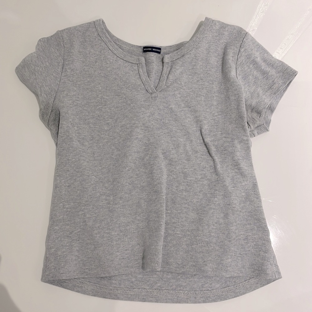 brandy melville grey cut top